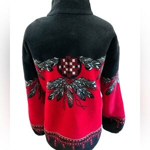 Coastlines Women's Vintage First Nations Feather Native Canadian Fleece Coat XL